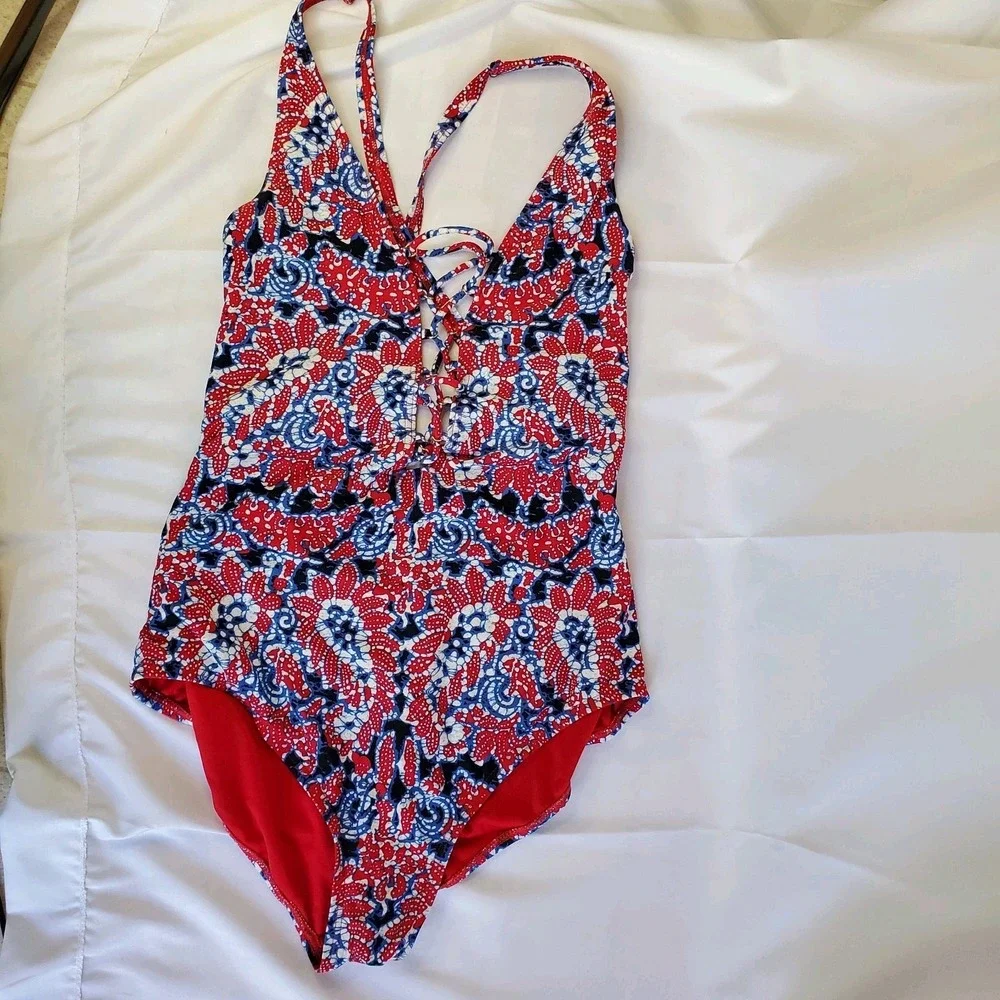 Michael Kors L1505 Angelina Paisley One Piece Swimsuit Women's Size‎ 8